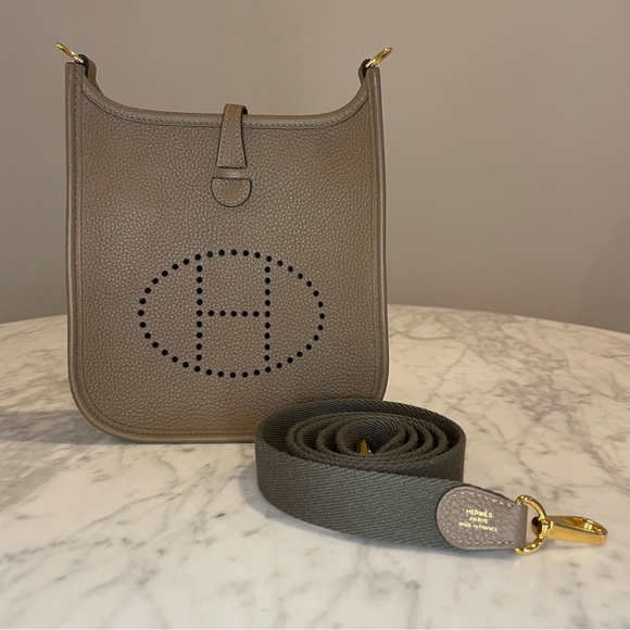 Hermes Mini Evelyne 16 TPM - Maurice Leather - Beige de Weimar - Picture 2 of 7